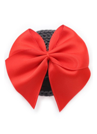 Paire de cache tétons adhésifs noir avec nœud papillon rouge - NP-1063